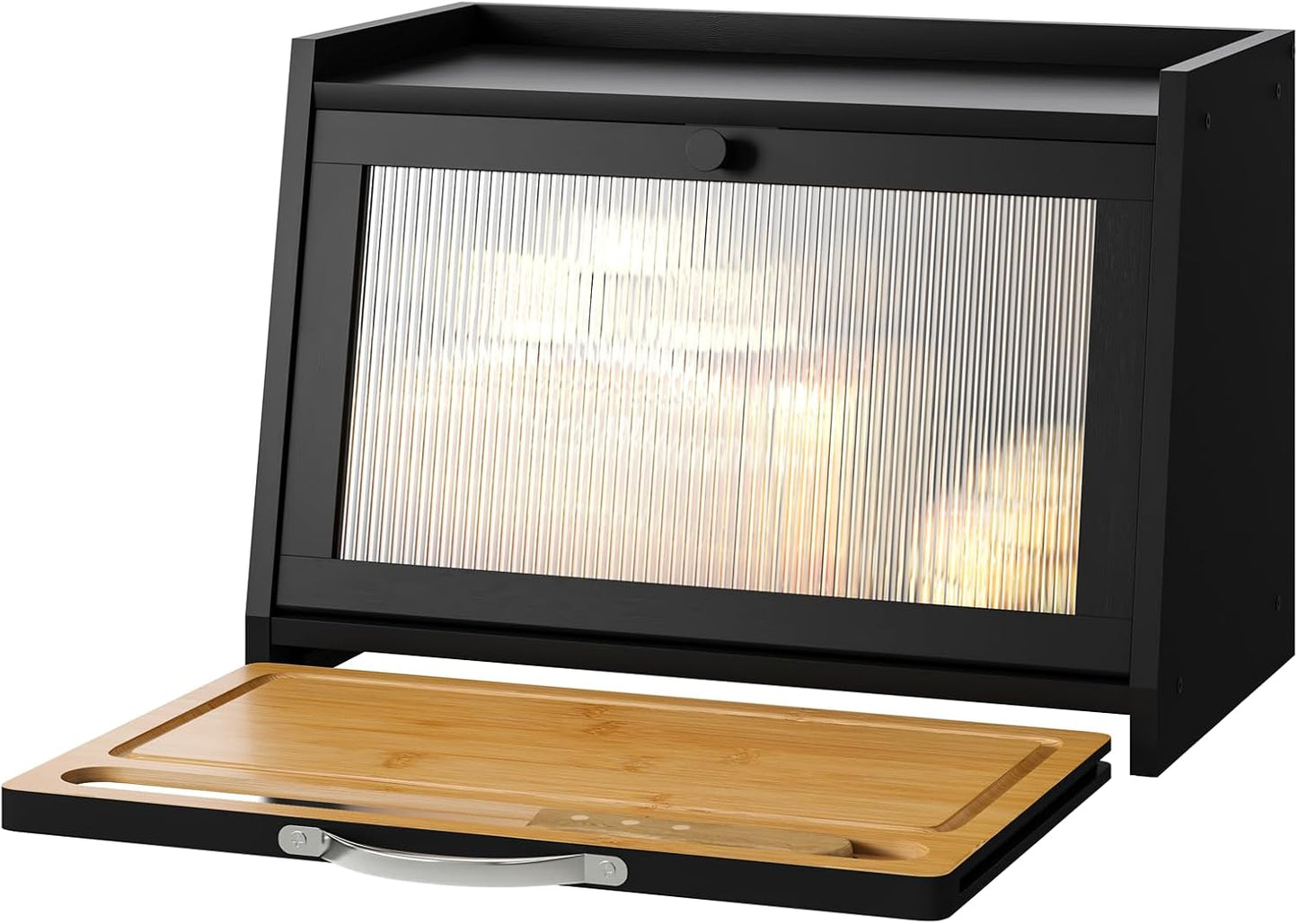 Panera bambú con tabla cortar encimera cocina