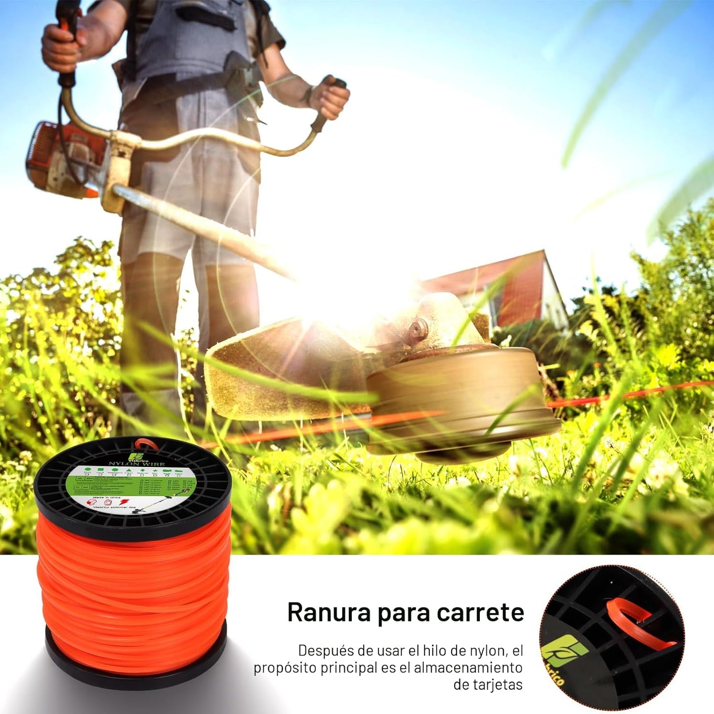 Recortadora cuerda cuadrada naranja 0.095" 330pies