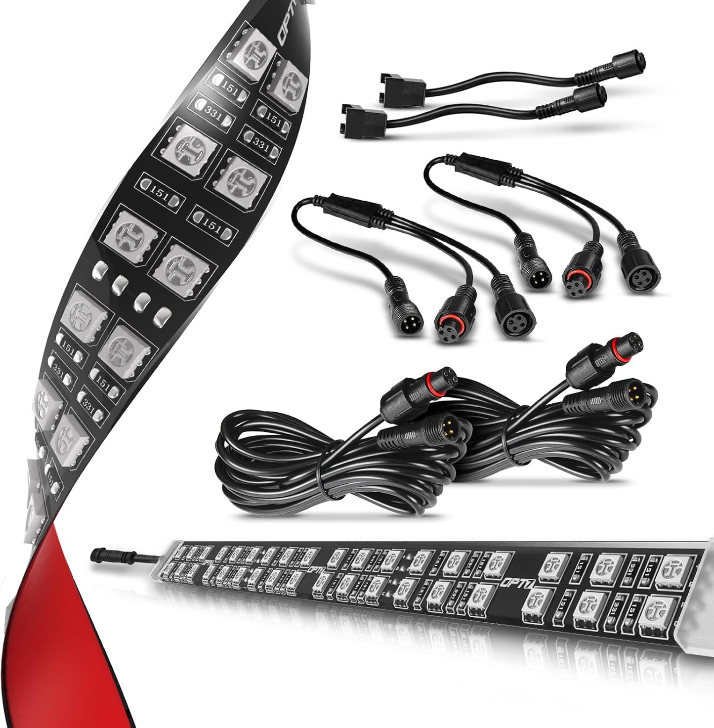 Pack 2 tiras LED RGB 12pulg para auto paso rueda