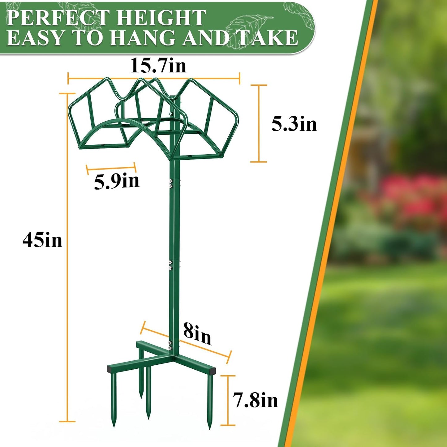 Soporte manguera jardín 150ft desmontable verde