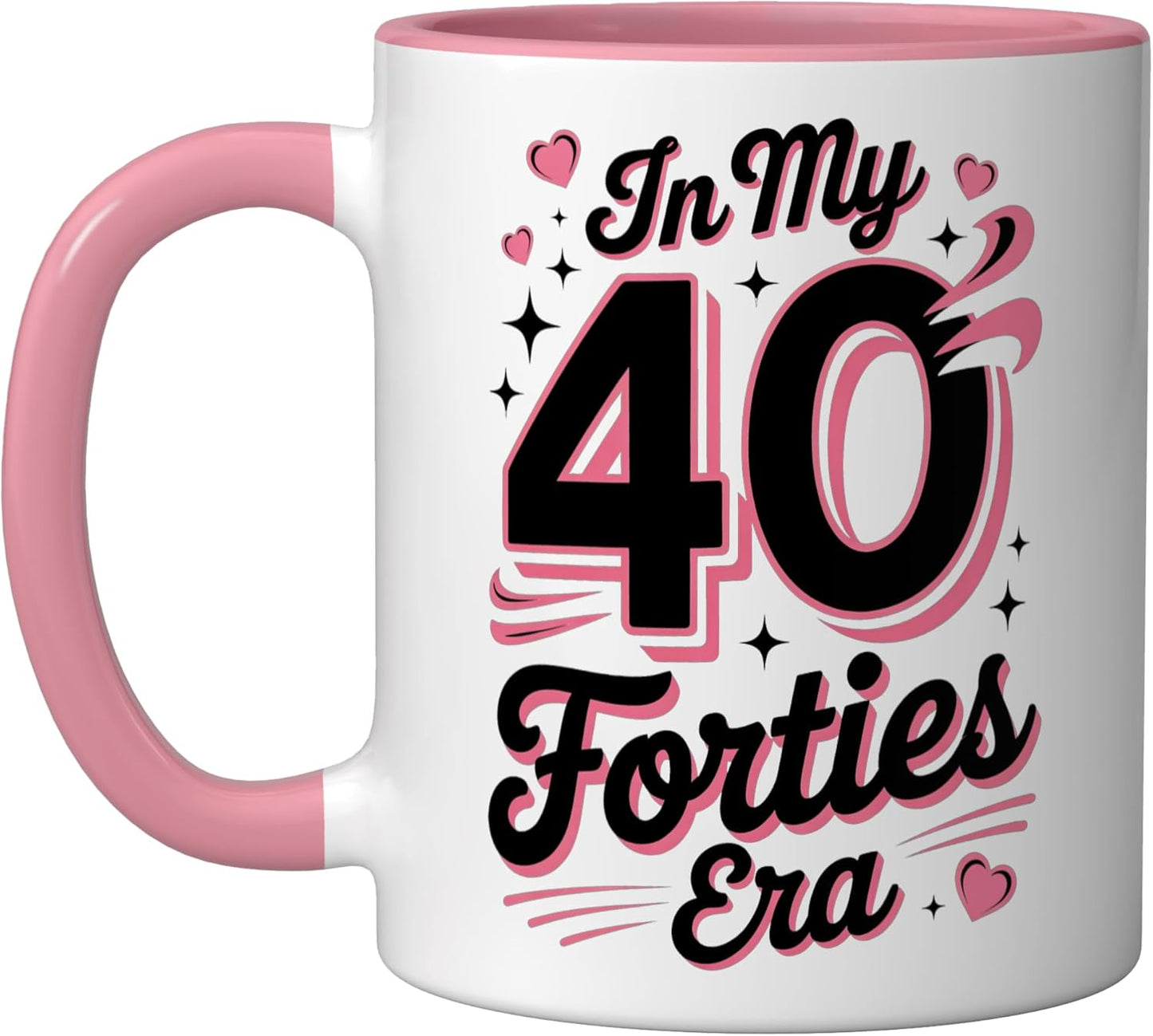 Taza Cerámica Edad 40 Años Vintage Rosa/Blanco