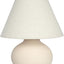 Lámpara mesa 11" base cerámica crema pantalla tela blanca