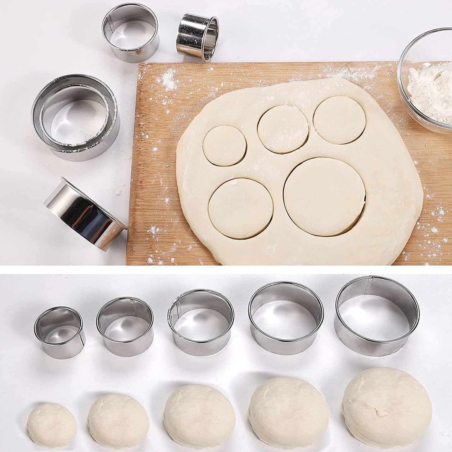 Set 12 Pzas Cortador Galletas Caja Hojalata Borde Liso Acero Inox