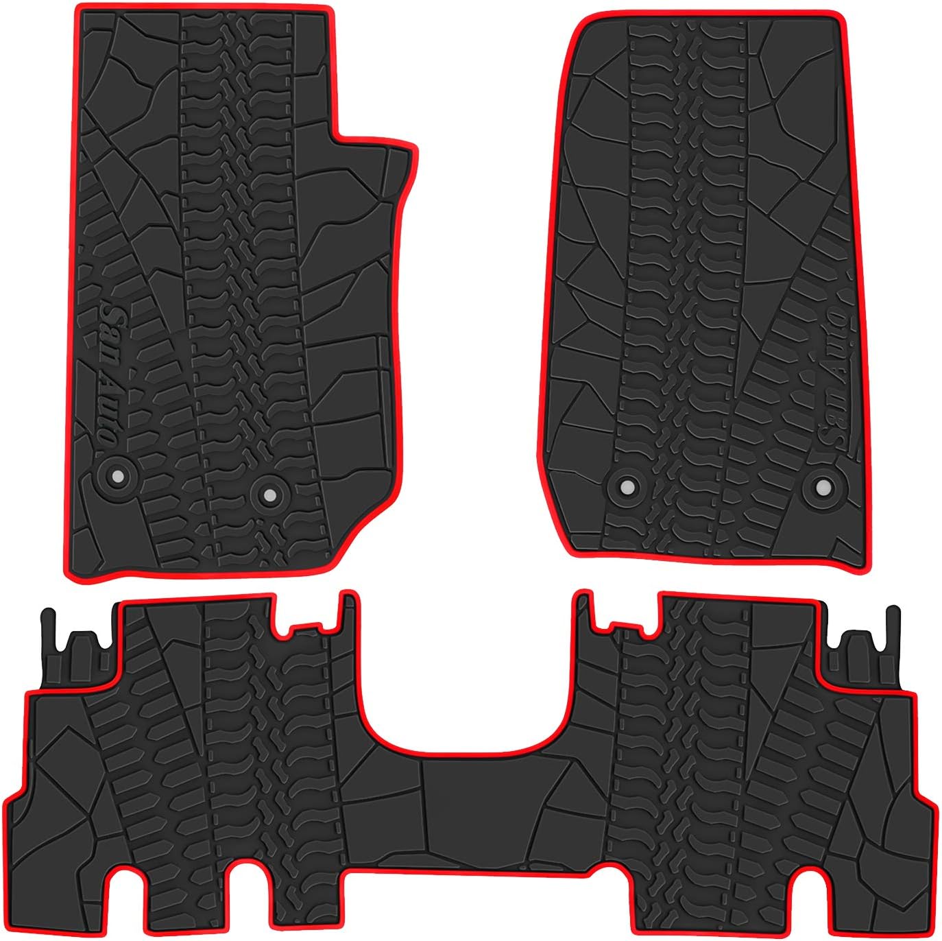 Tapete coche Jeep Wrangler JK 4 pzas negro rojo