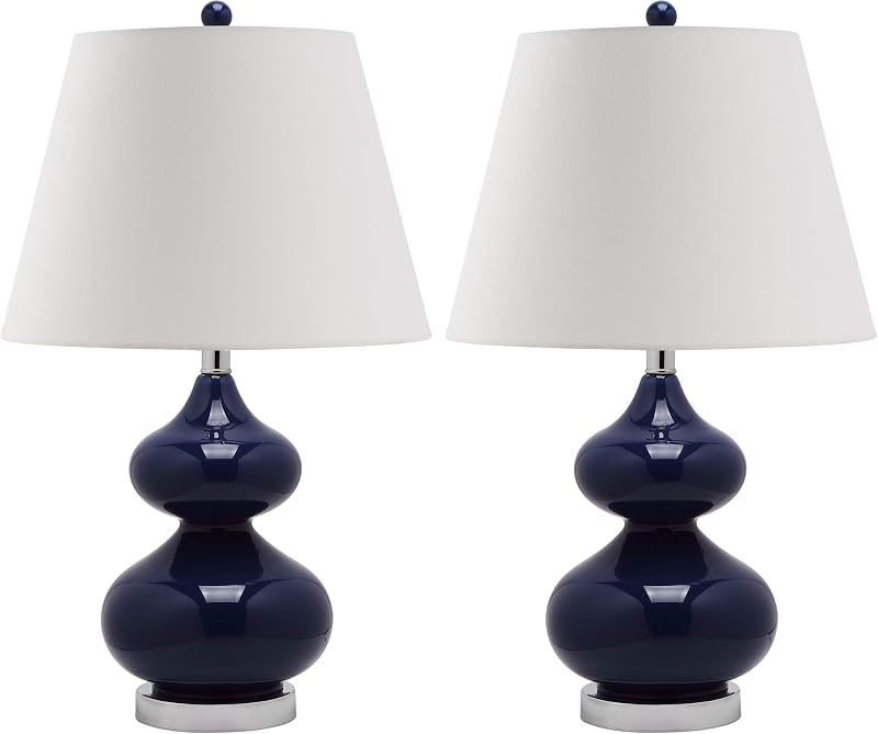 2 Lámparas Mesa 24pulg Diseño Moderno Azul Marino