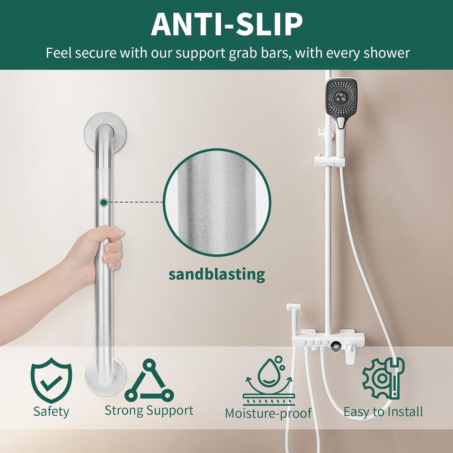 Barras seguridad ducha acero inox antiderrap
