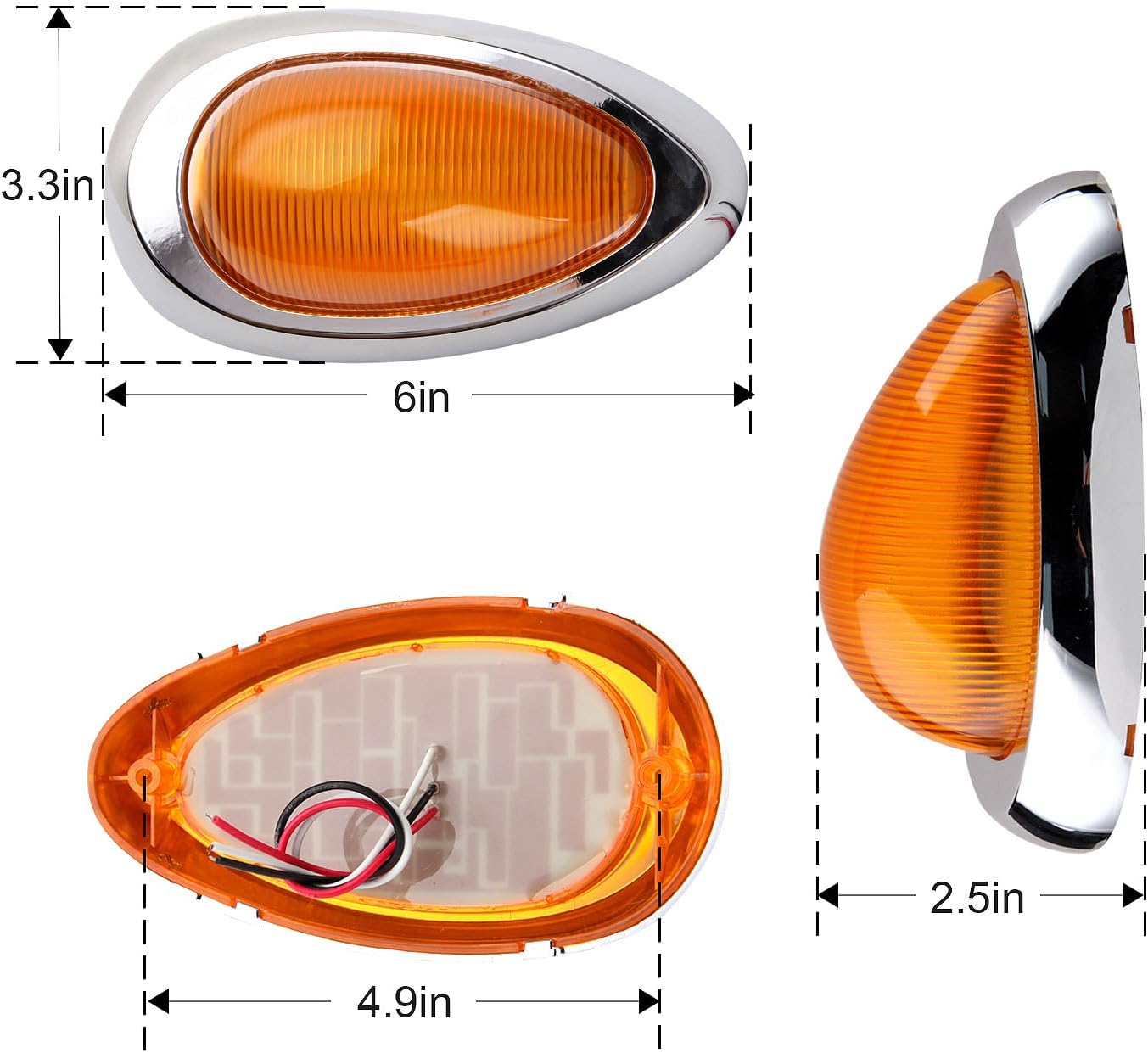 2 Pzas Luces señal giro lágrima ámbar 15 LED para Freightliner