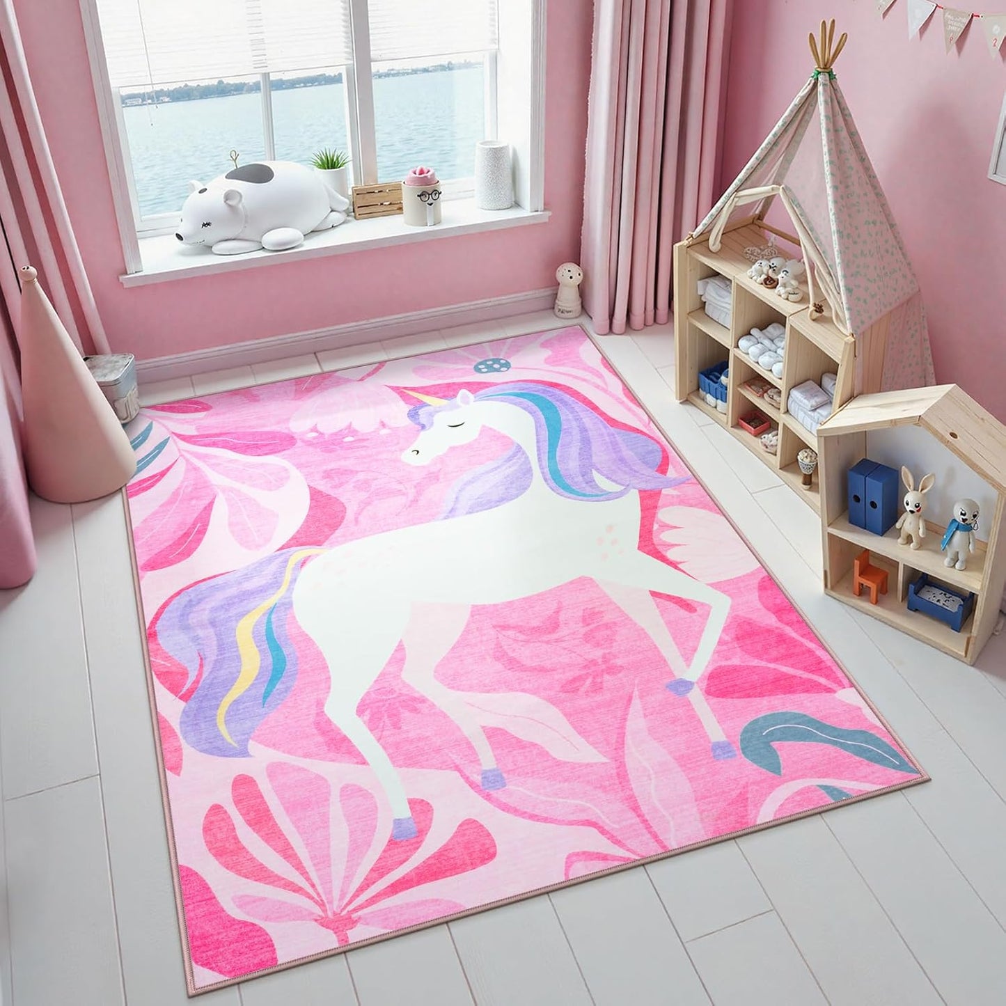 Alfombra unicornio 5x7ft dormitorio suave antiderrap