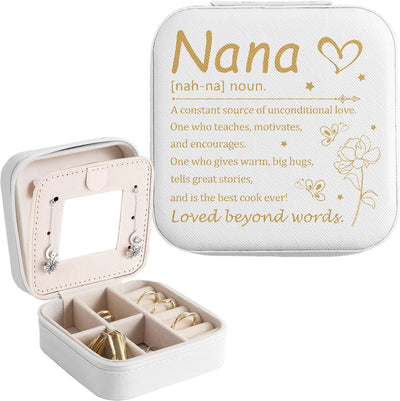 Estuche joyería cuero blanco con espejo