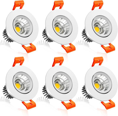 Downlight LED 2" 3W luz blanca 5000K CRI80 set 6