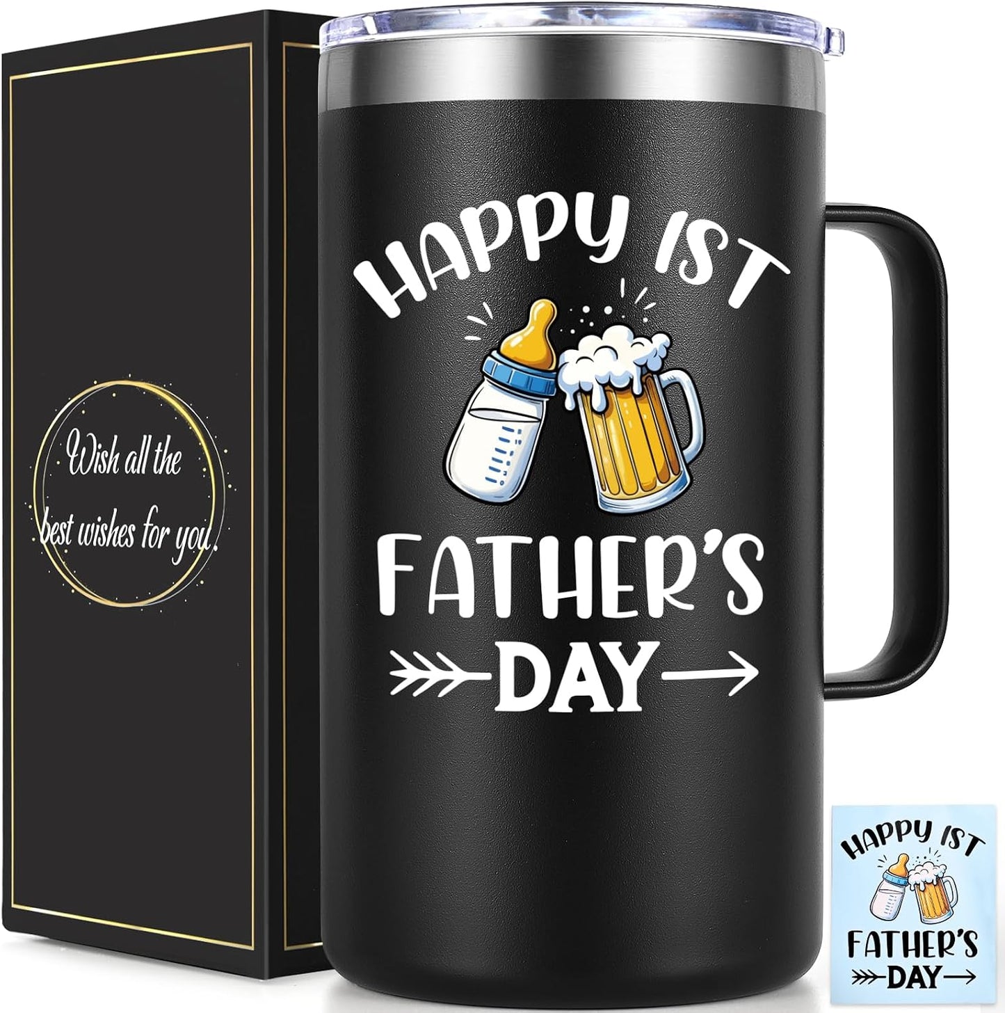 Taza café aislada 20oz regalo papá color negro
