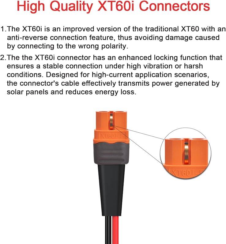 Cable solar 10AWG con XT60i para estación energía portátil