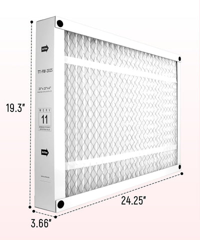 Filtro aire plegable MERV11 20x25x4pulg para toda la casa