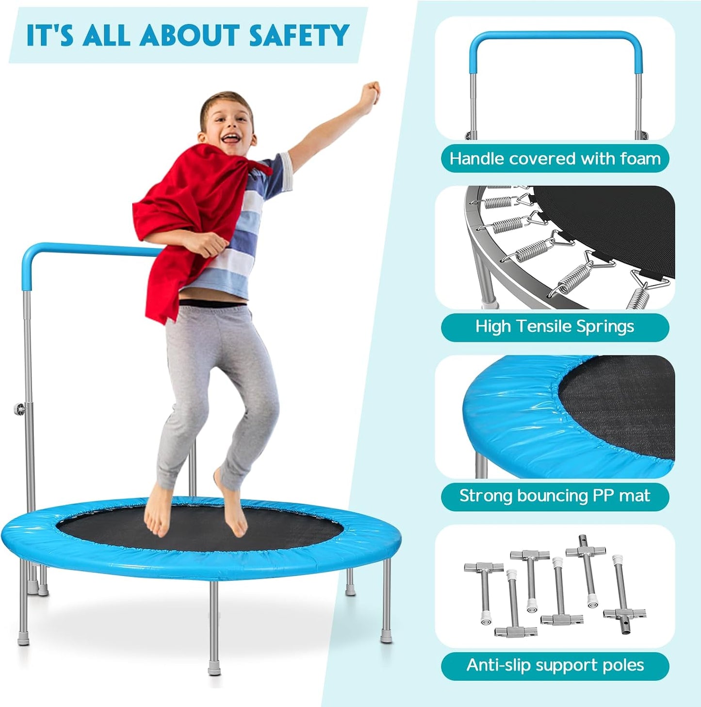 Trampolín para niños interior y exterior con asa