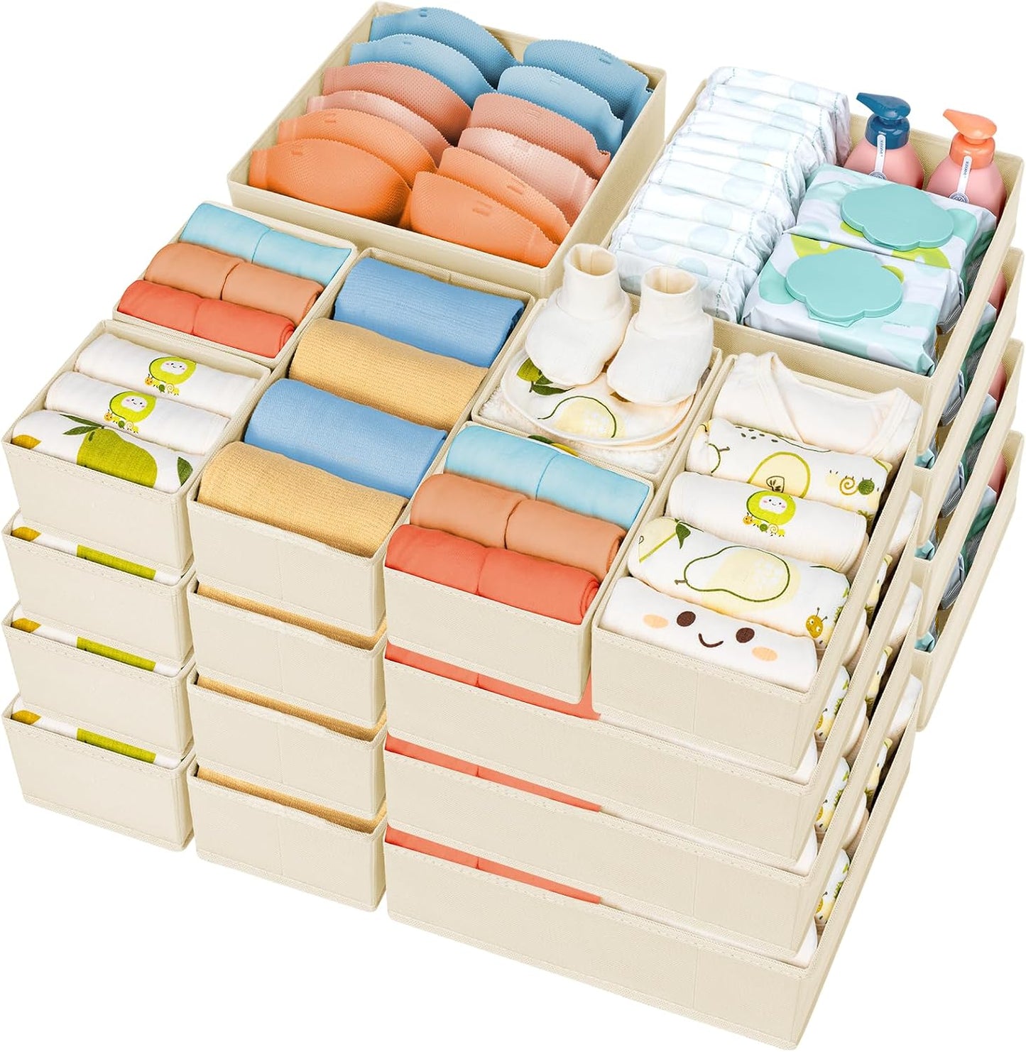 Organiz. cajones tela plegable set 24