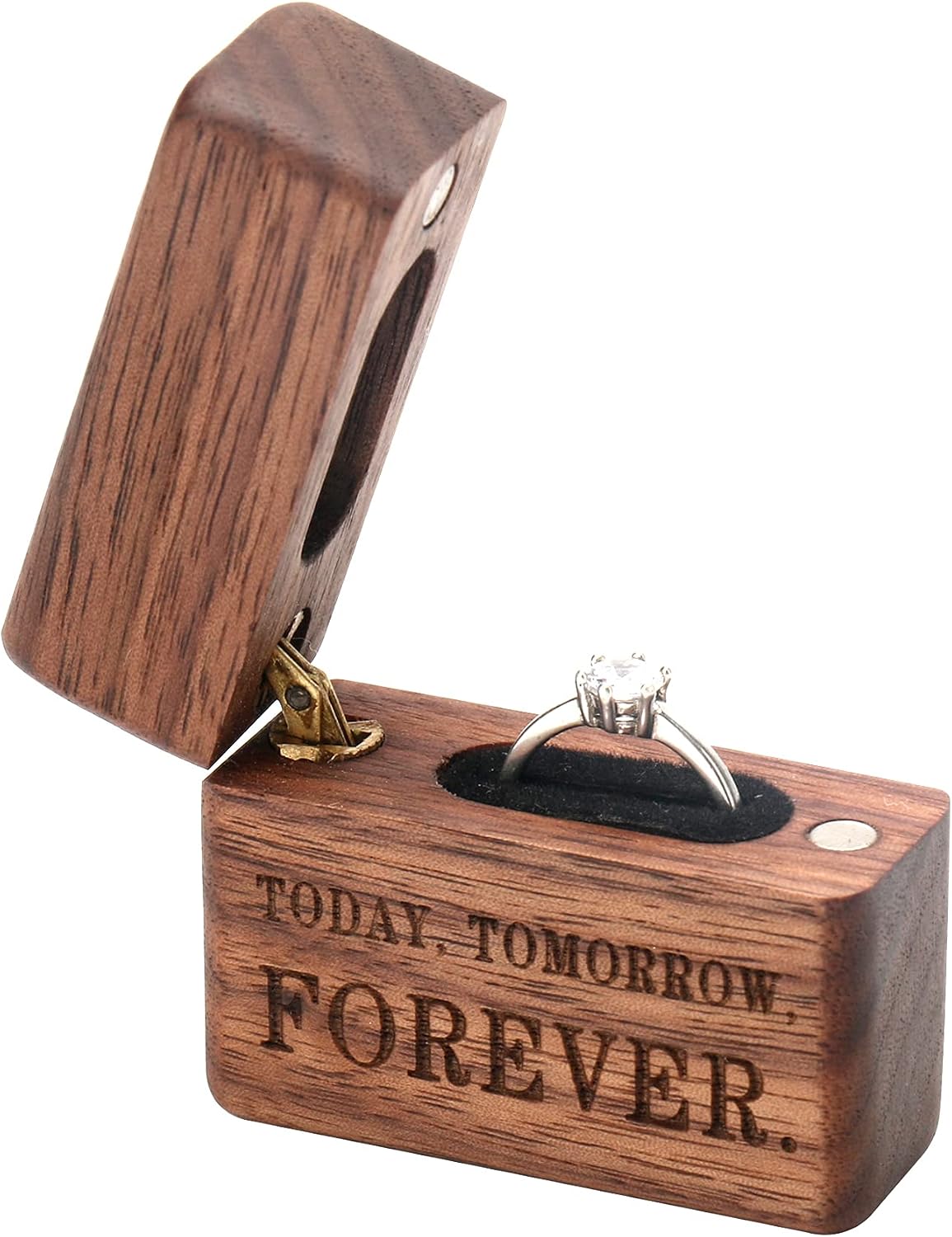 Estuche madera caja anillos compromiso ceremonia boda