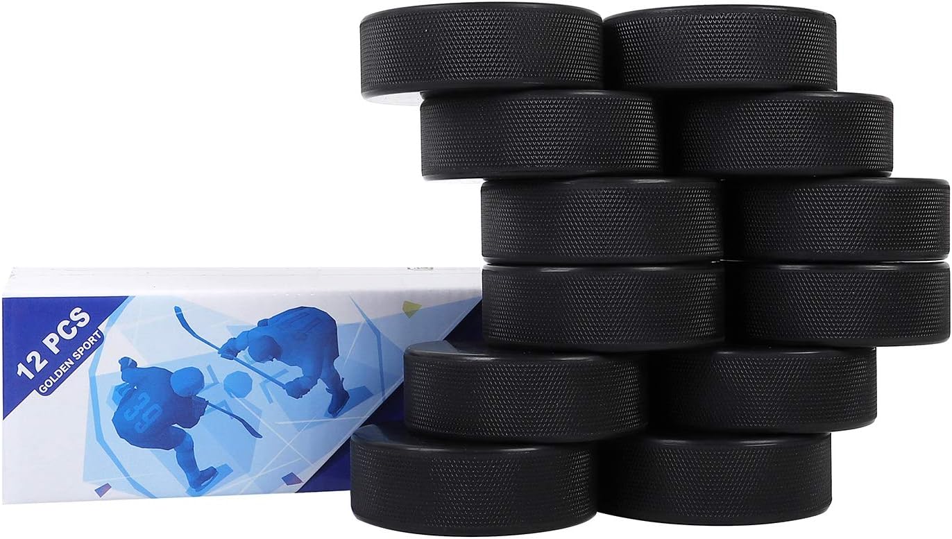 Discos hockey hielo 12 pzas reglamento oficial 3pulg negro