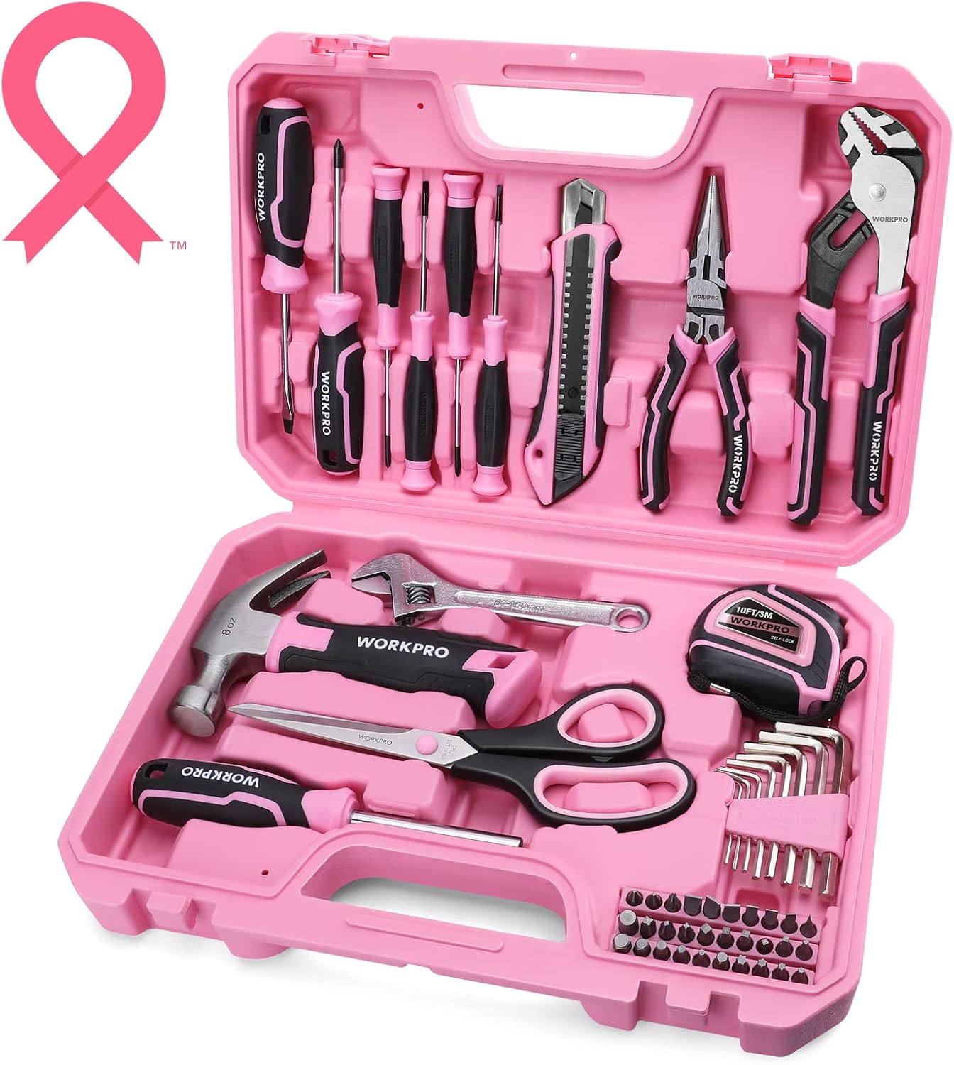Set 52 Pzas Herramientas Rosa para Mujer con Estuche