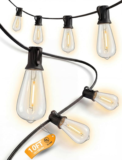 Tira luces exteriores ST40 bombillas Edison vintage cable negro