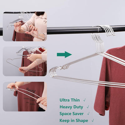 Perchas acero inox 10 Uds 16.5" ultrafinas ahorrar espacio