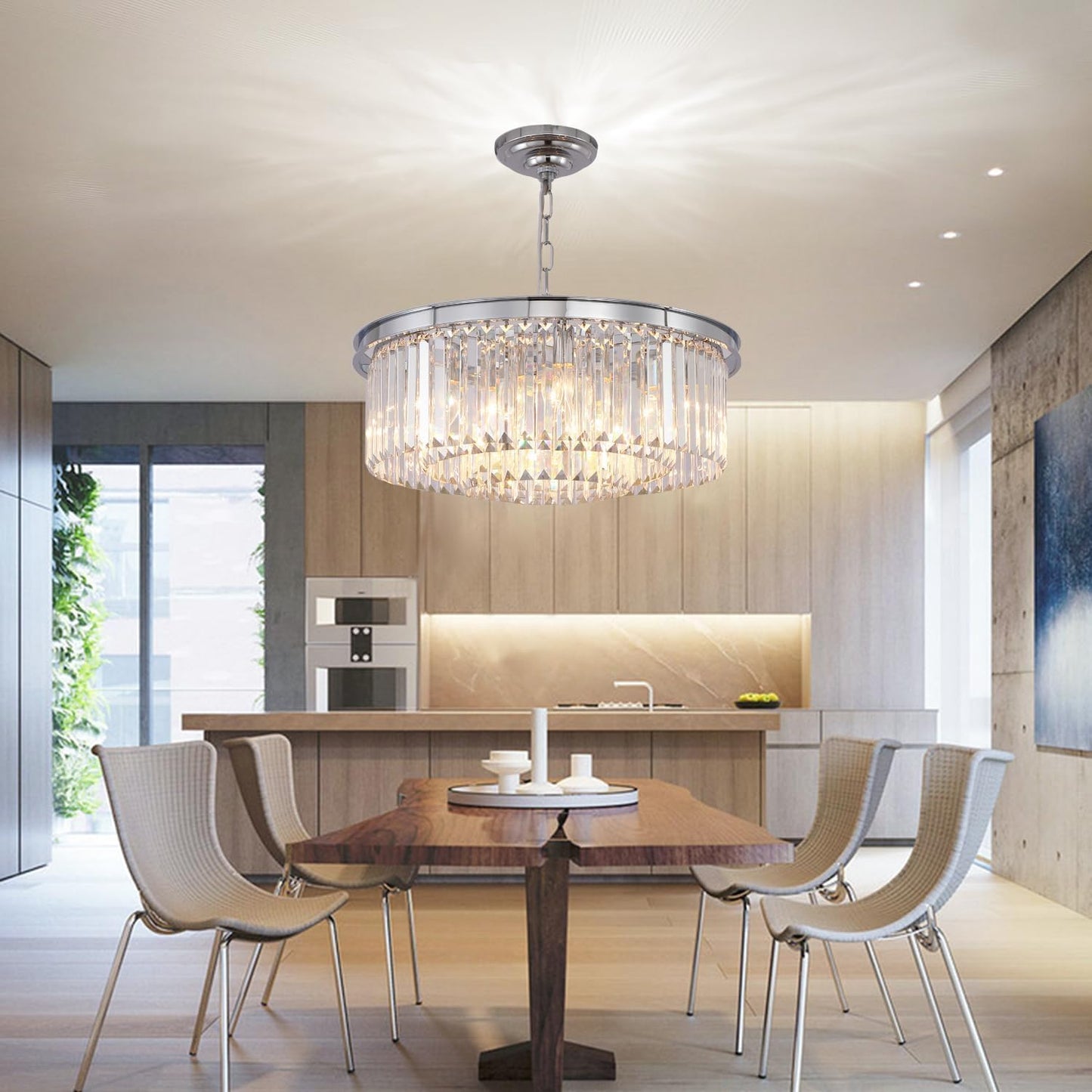 Candelabro cristal cromado 3 niveles 20pulg