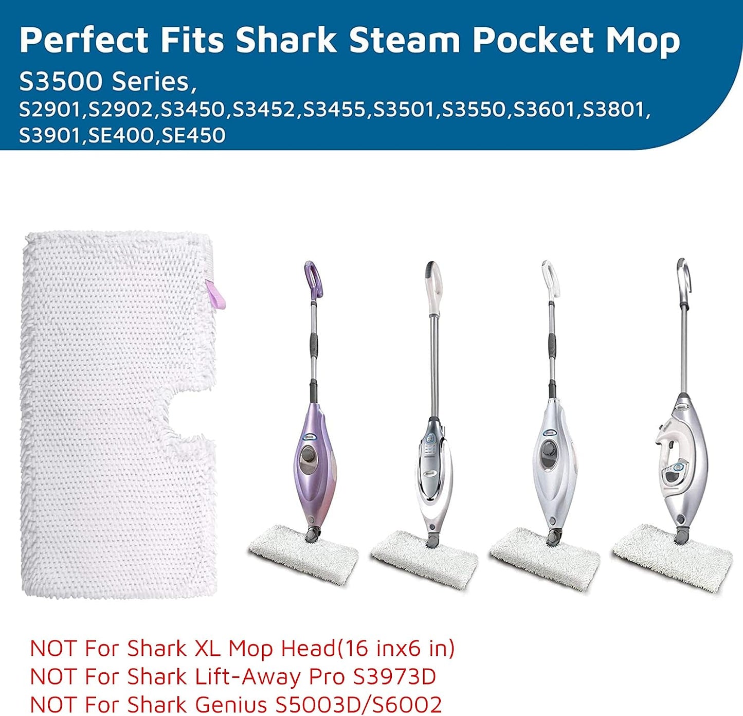 Almohadillas trapeador vapor Shark S3500 S3601 pack 2