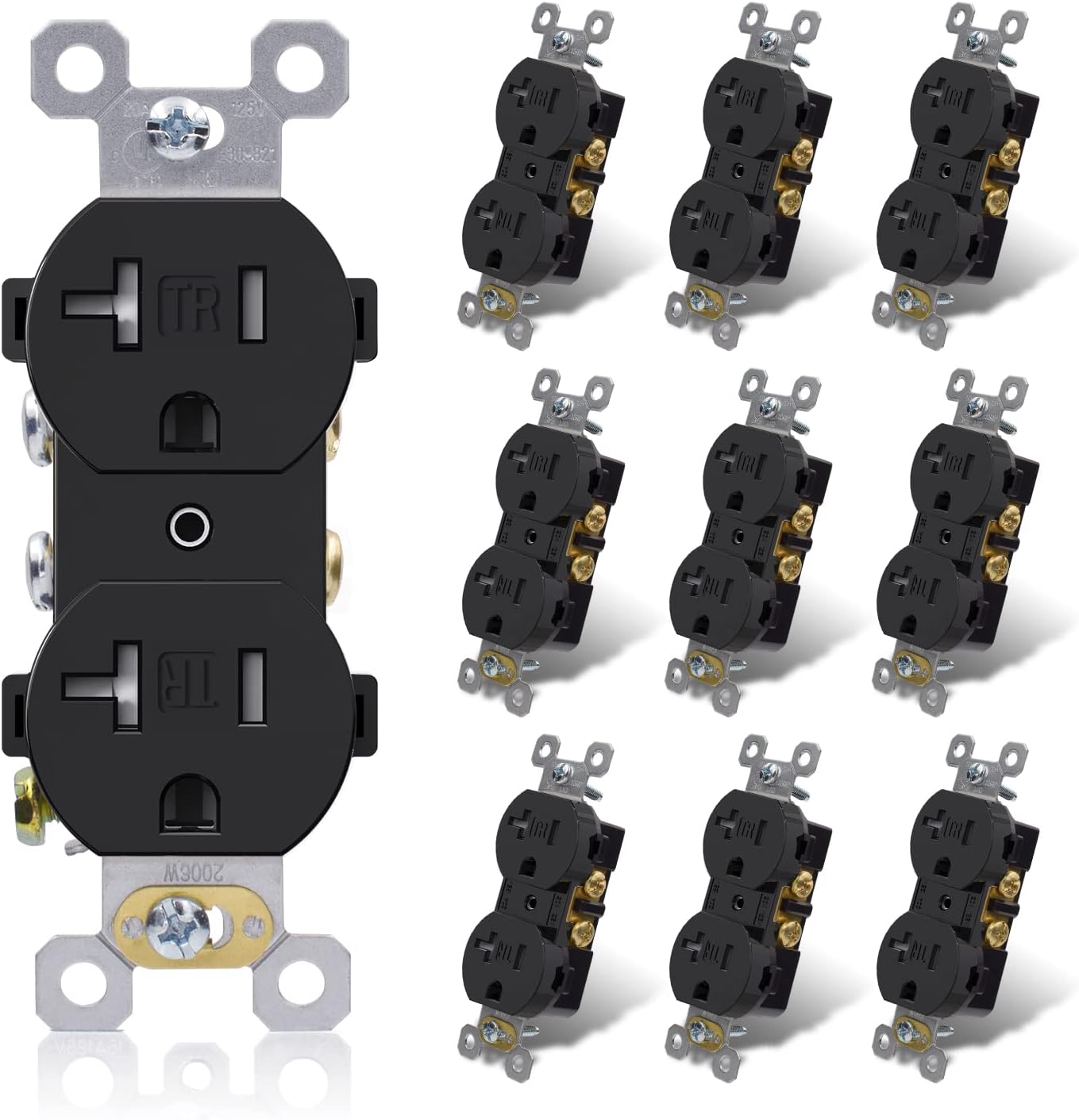 Receptáculo dúplex 20A 125V 2 polos 3 cables UL negro