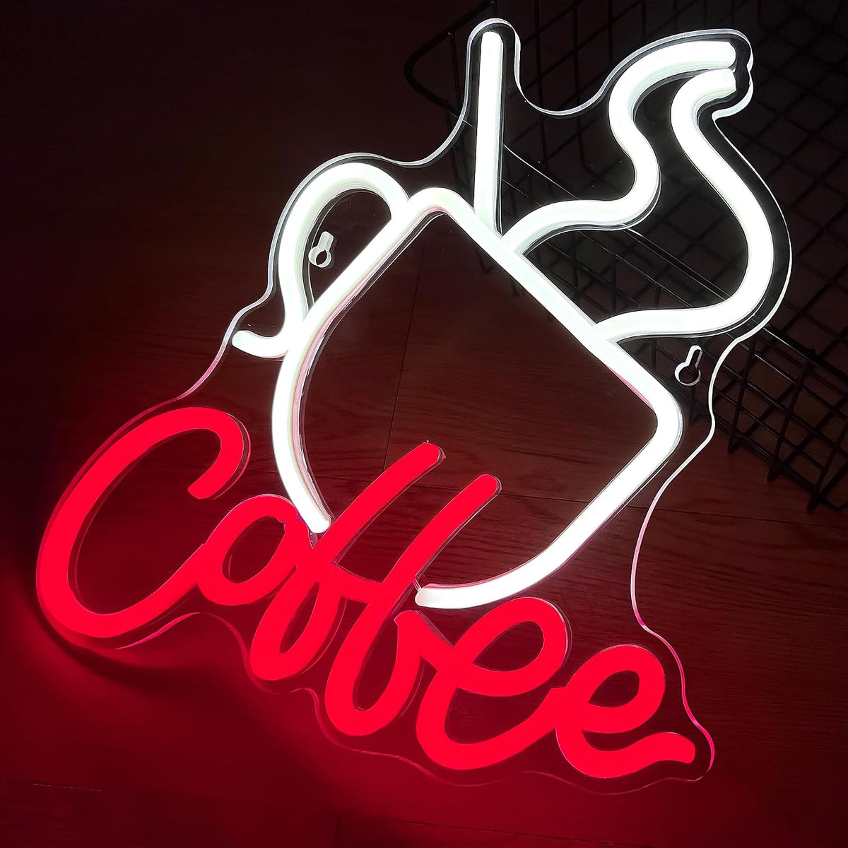 Letrero neón café LED para decoración pared 12x12.7pulg