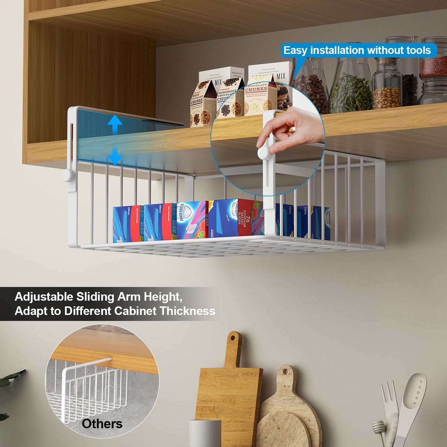 2 Organiz. Canasta Colgante Ajustable Cocina