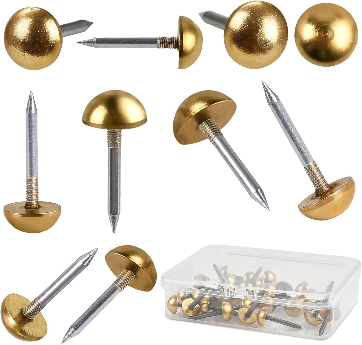 30 Tachuelas Latón Puro 1/2pulg Clavos Tapicería Muebles