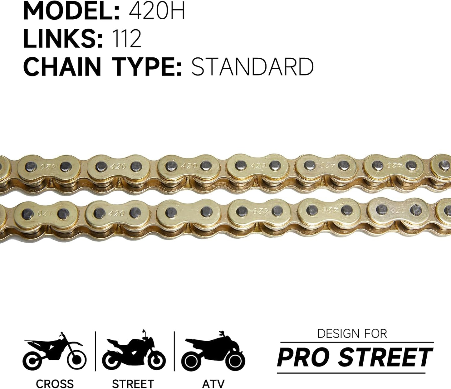 Cadena 420h 112 eslabones motocicleta