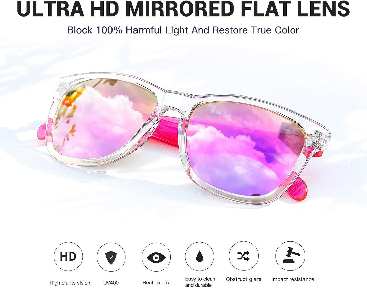 Gafas sol mujer marco cuadrado UV400 lentes espejadas