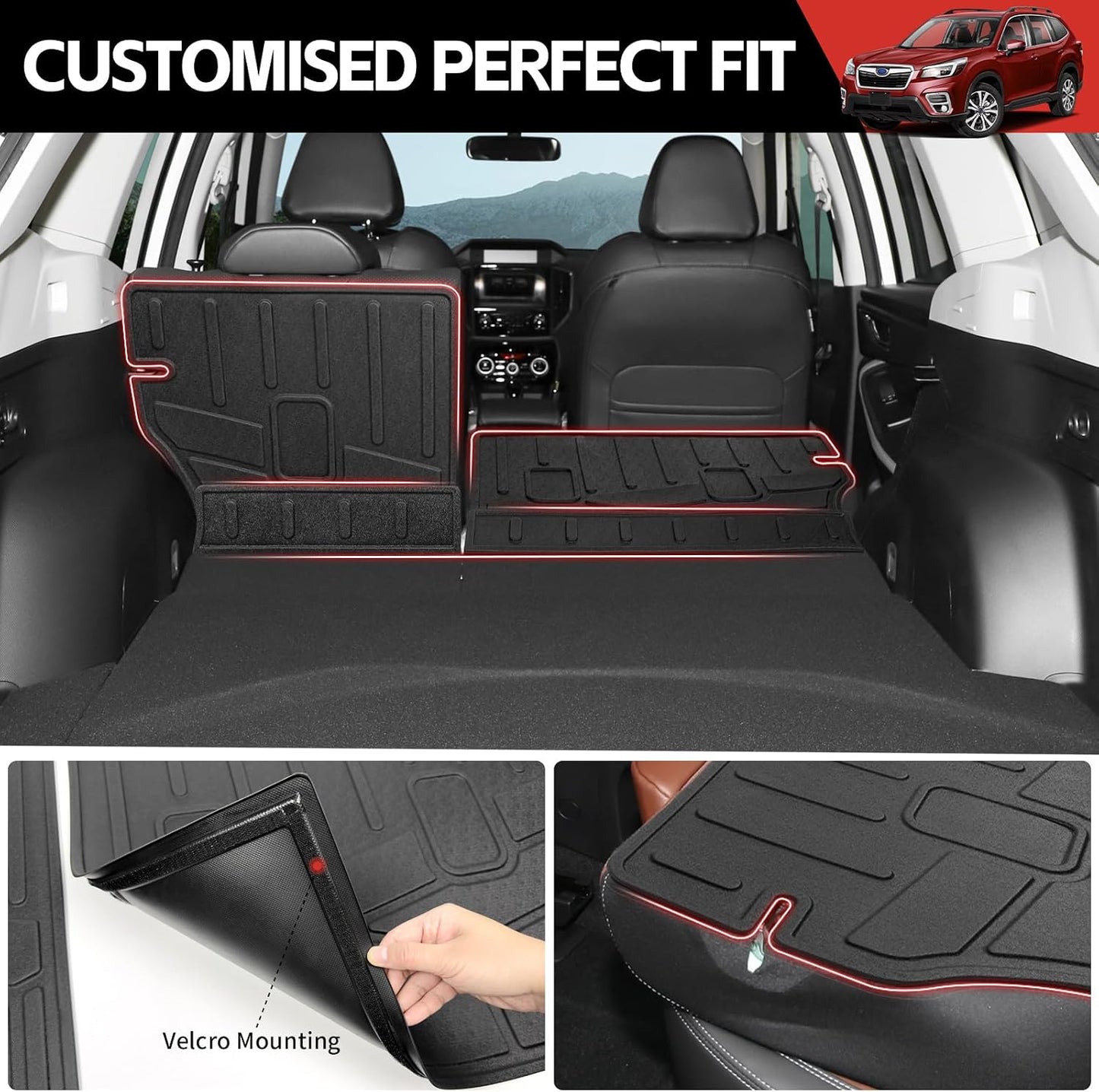 Tapete carga comp Subaru Forester 19-25 para asiento trasero