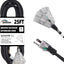 Cable extensión 3 salidas resistente 12/25 ft negro UL