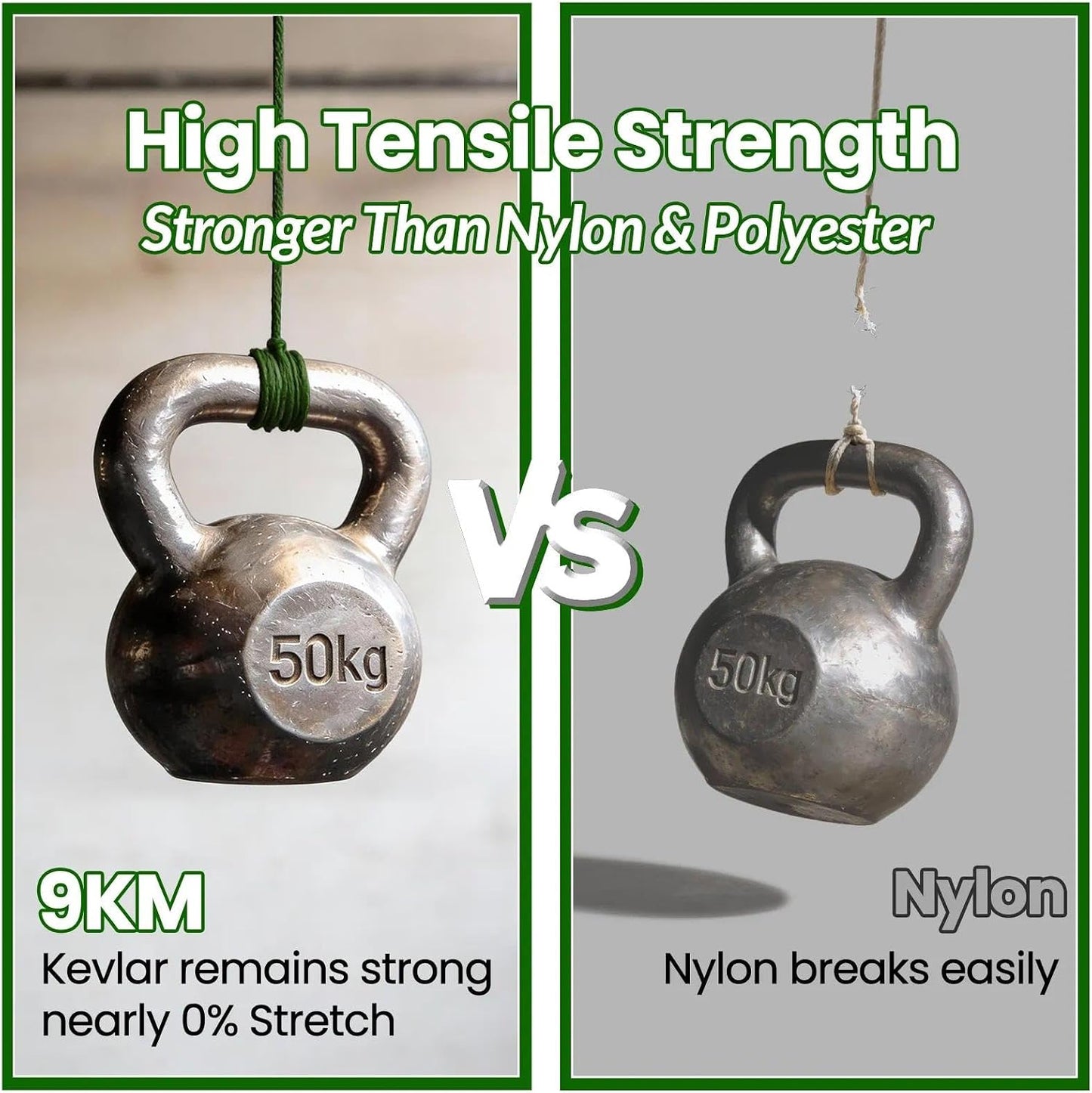 Cable Kevlar verde camuflaje resistente abrasión