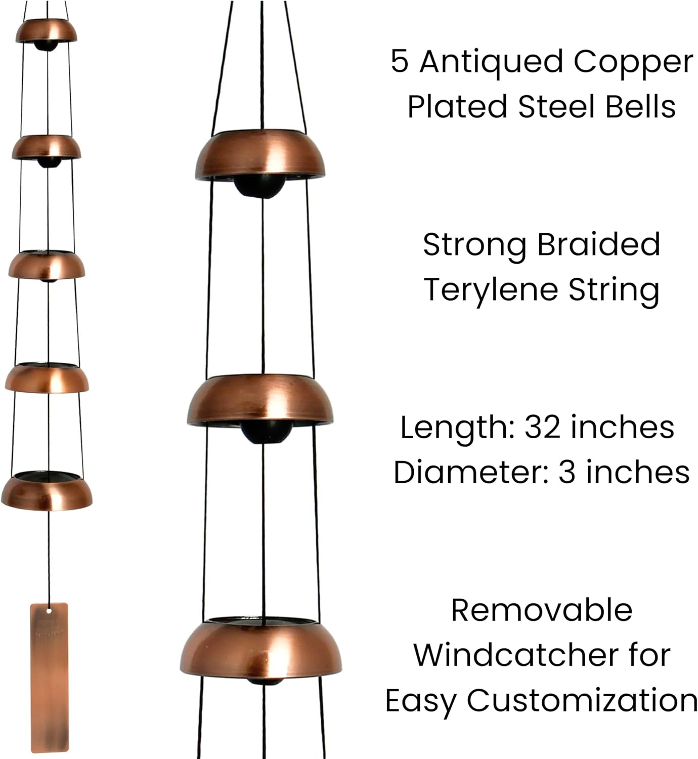 Campanas de viento de cobre 81cm para patio jardín