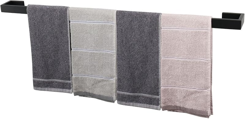 Toallero baño acero inox SUS304 base cuadrada 33" negro mate