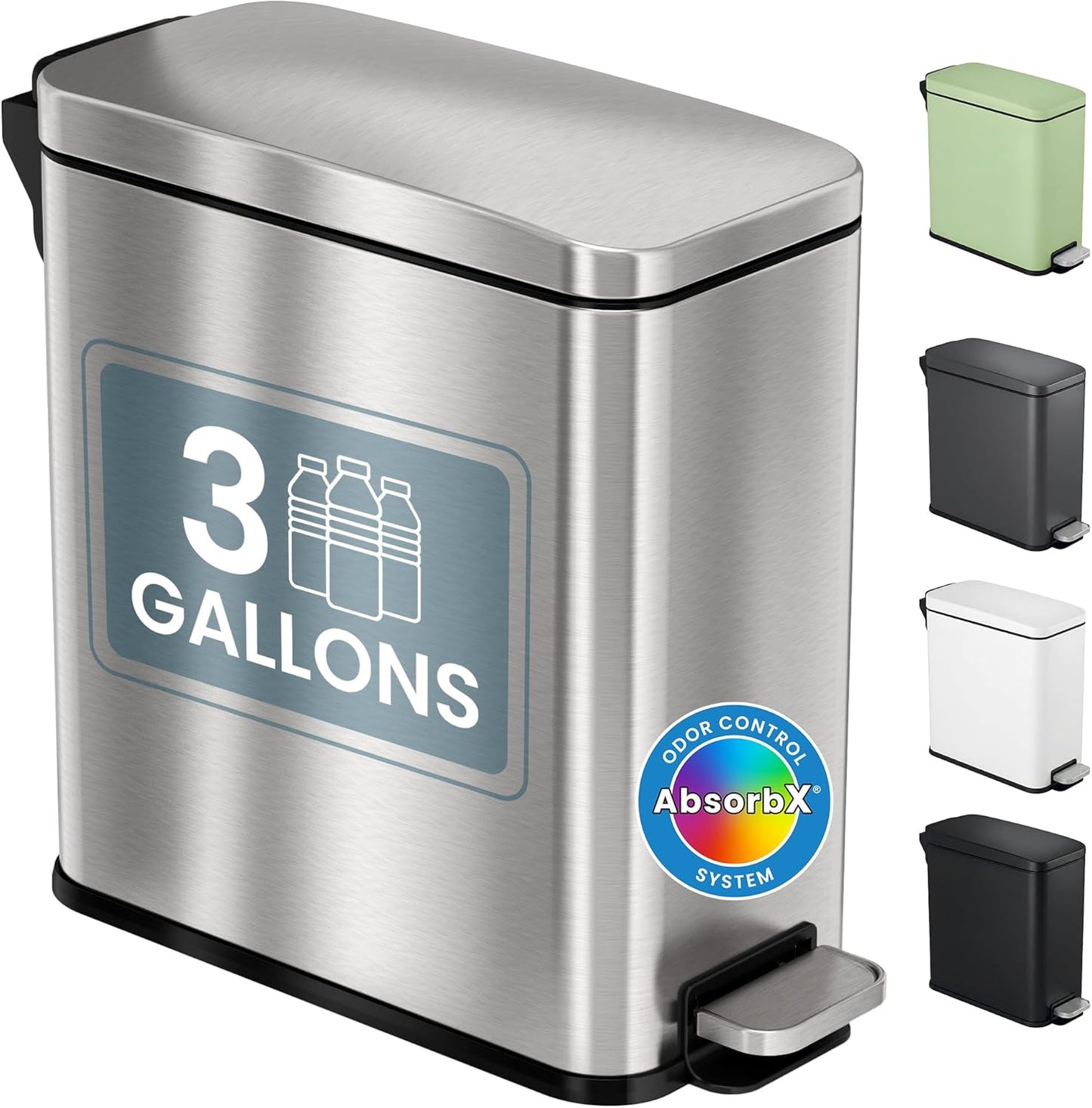 Cubo basura acero inox 3gal con filtro y pedal 11l
