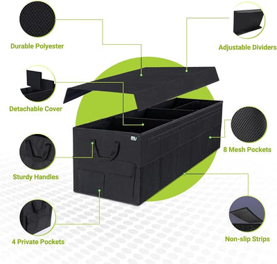 Organiz. maletero coche 72L 12 bolsillos antiderrap negro