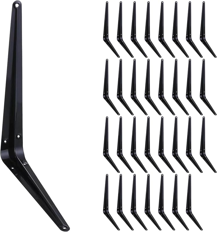 32 Soportes Estante 12" Metal Negro Abrazadera Esquina