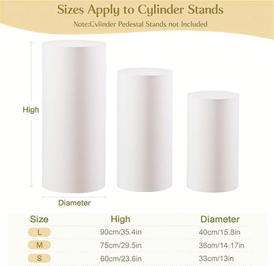 3 Fundas pedestal cilindro grande elastano para fiestas bodas