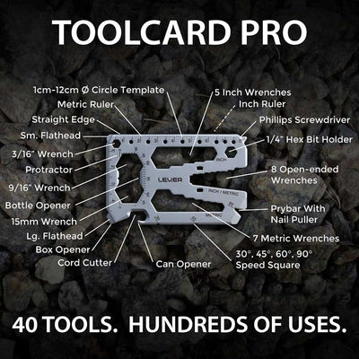 Multiherramienta Toolcard Pro 40 en 1 tarjeta acero plateado