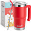 Vaso térmico acero inox para niños con asa tapa pajita rojo
