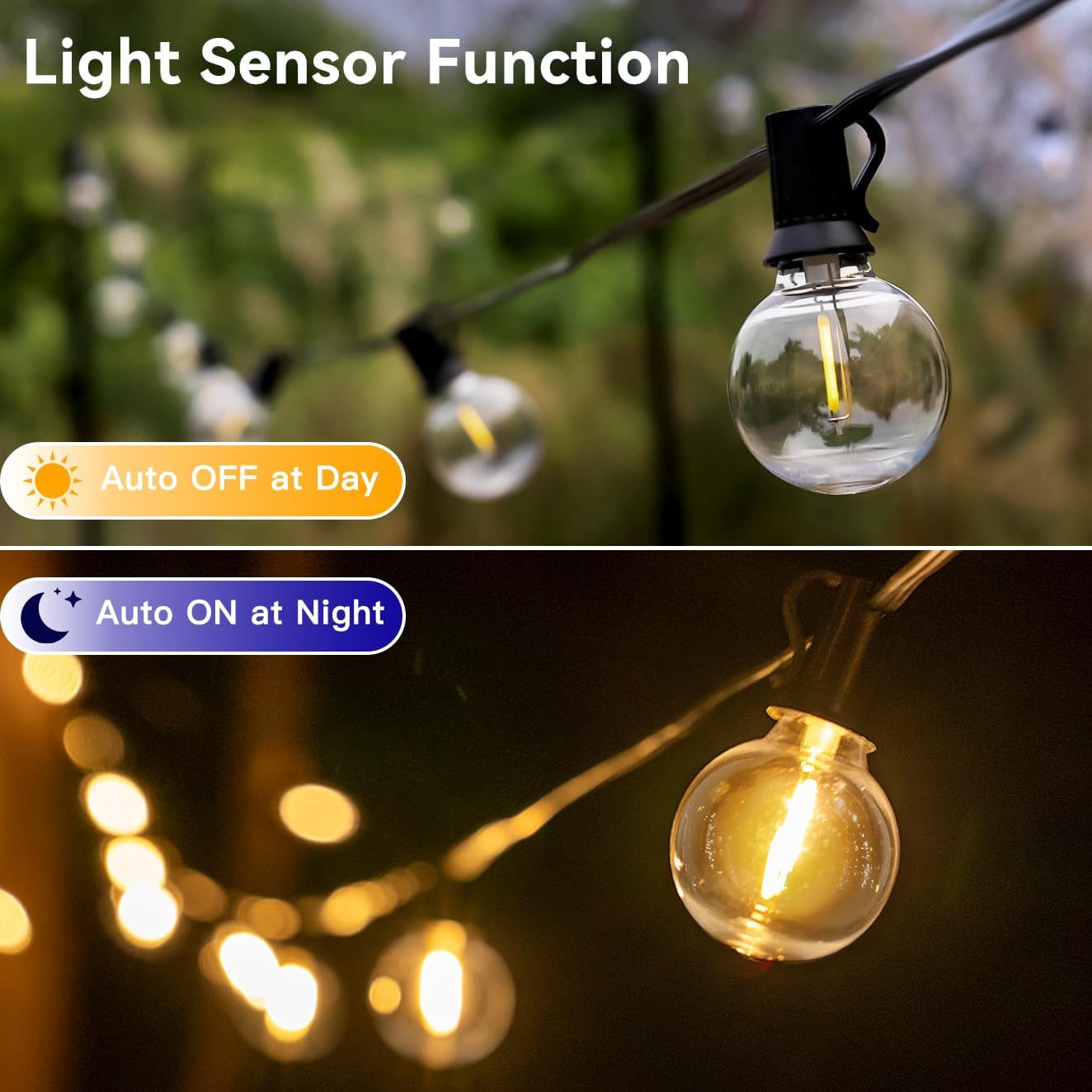 Tira luces exterior 50ft G40 LED regulables impermeable