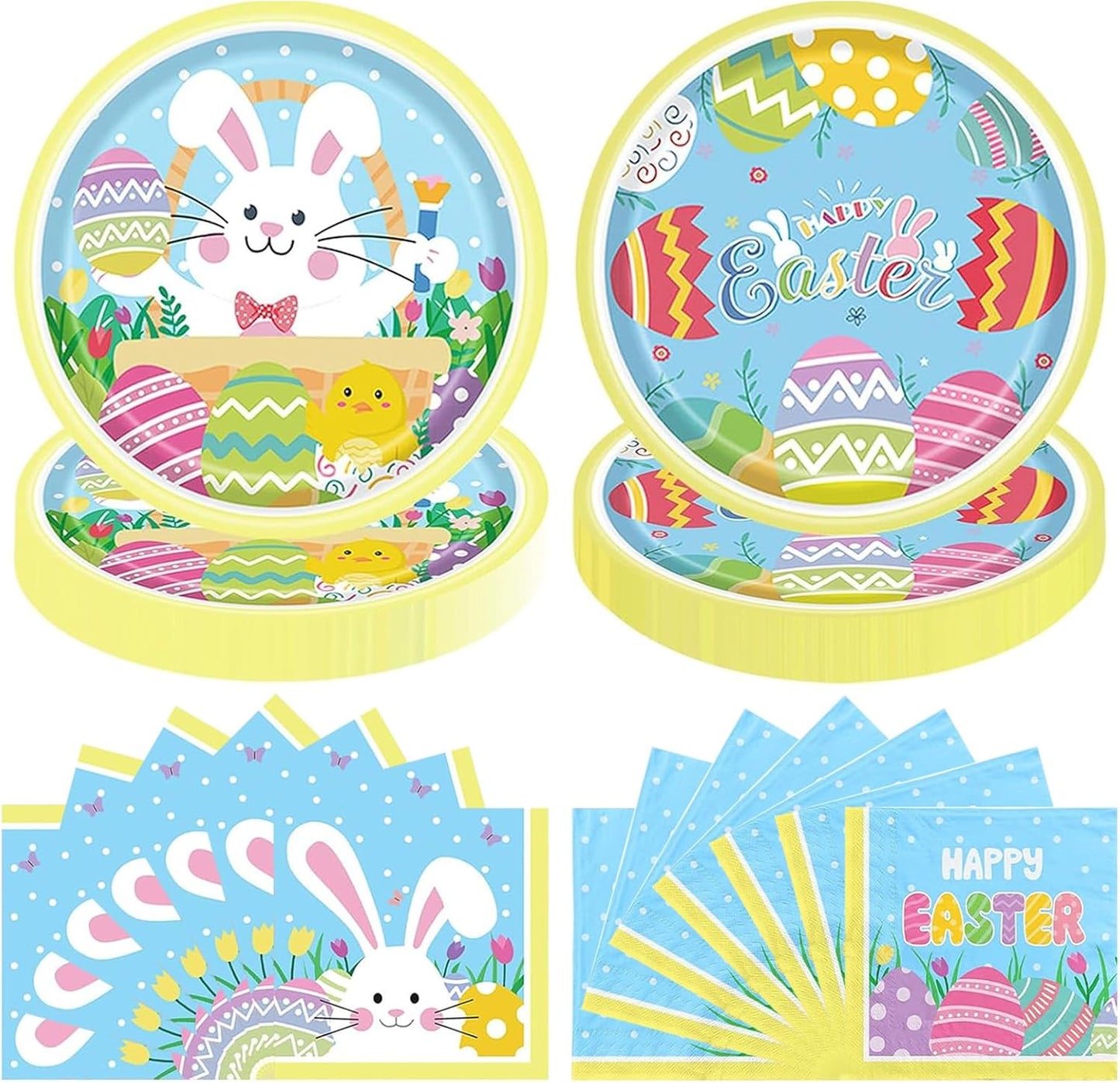 40 platos y servilletas Pascua 9pulg servilletas fiesta primavera
