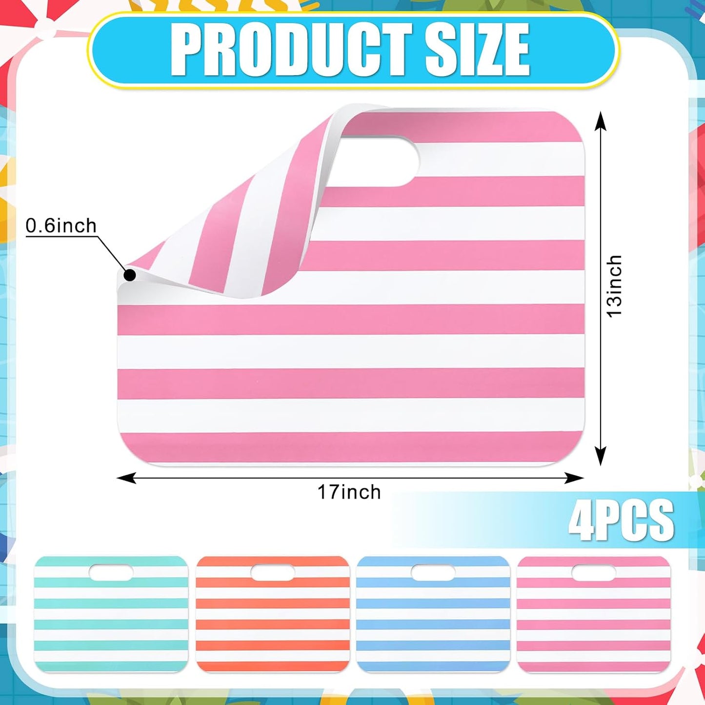 4 Alfombrillas asiento piscina 17x13" con asa
