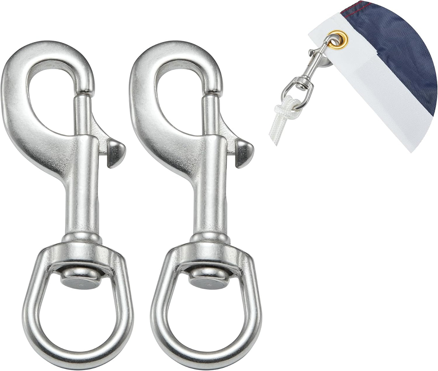 2 Ganchos Giratorios Acero Inox 316 para Bandera 4x6ft