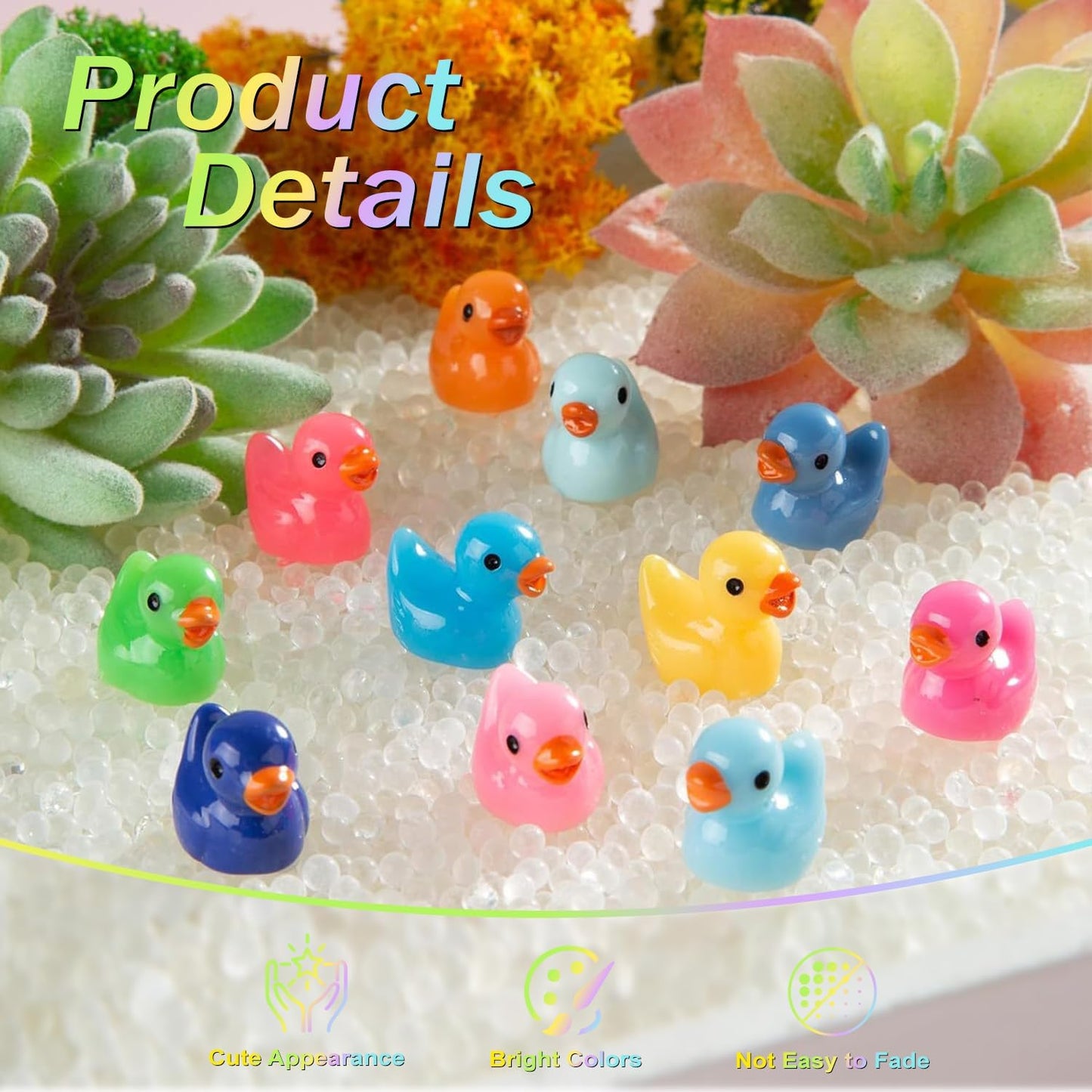 100 Mini Patos Resina Coloridos Figuras Jardín Decoración