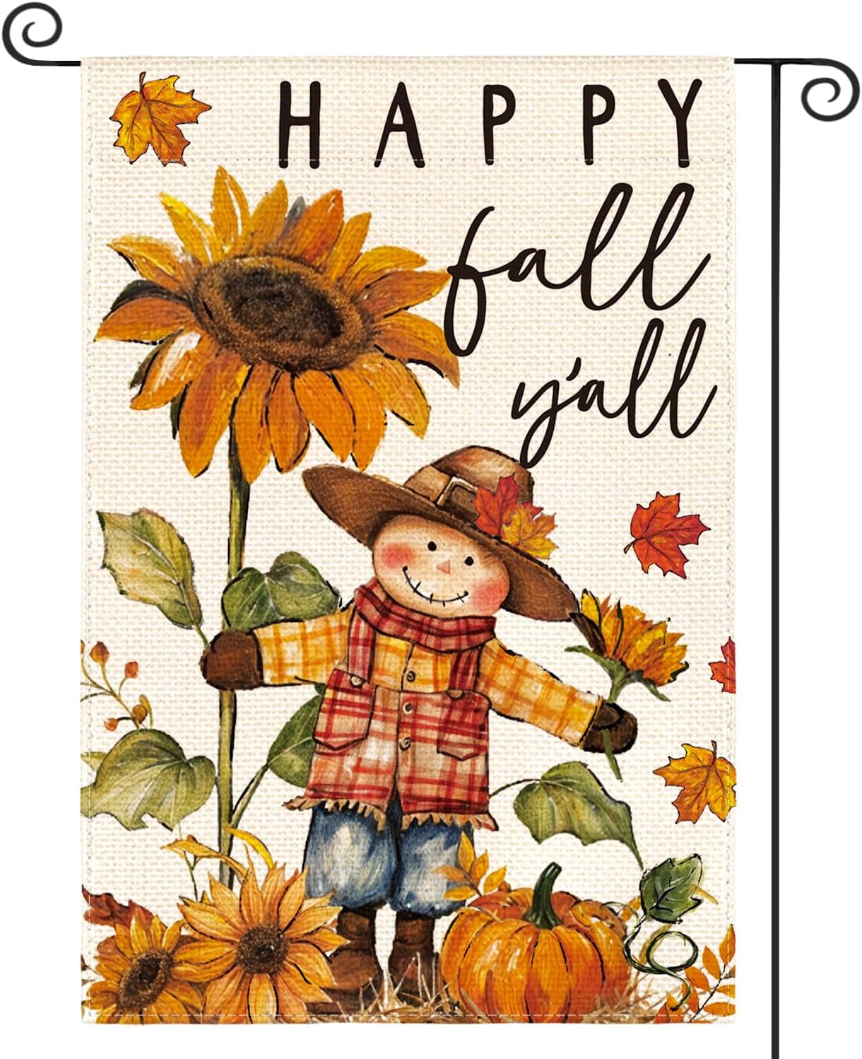 Bandera jardín espantapájaros otoño 12x18pulg doble cara