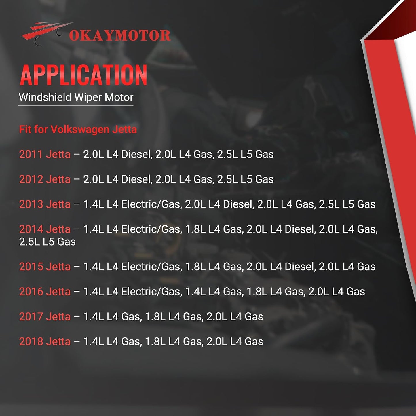 Motor limpiaparabrisas VW Jetta 11-18 1.4L 1.8L 2.0L